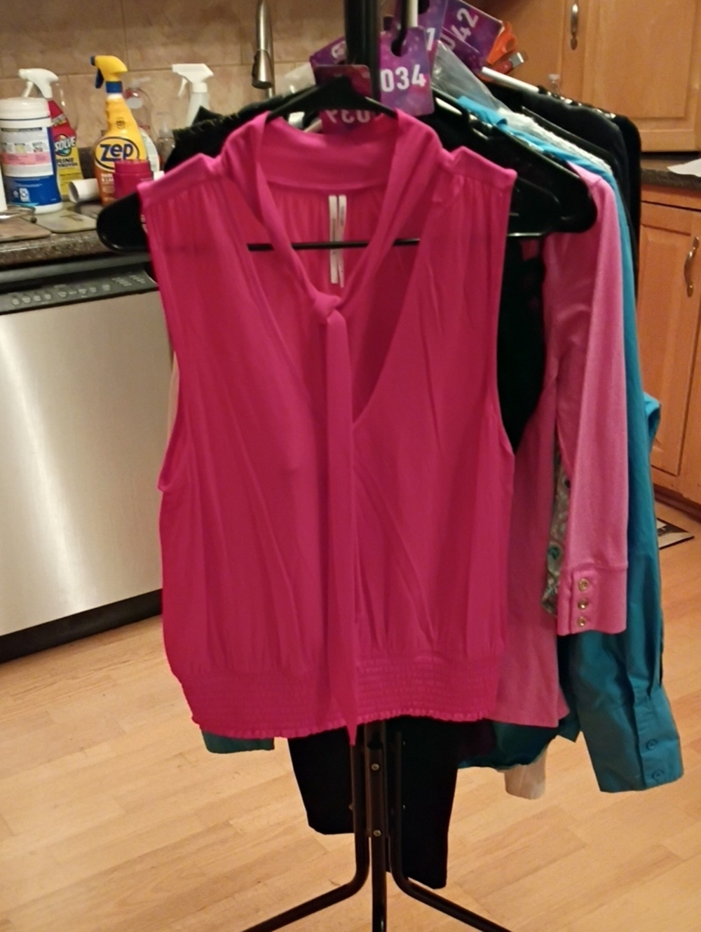 Anthropologie Hot Pink Sleeveless Tie-Neck Camisole